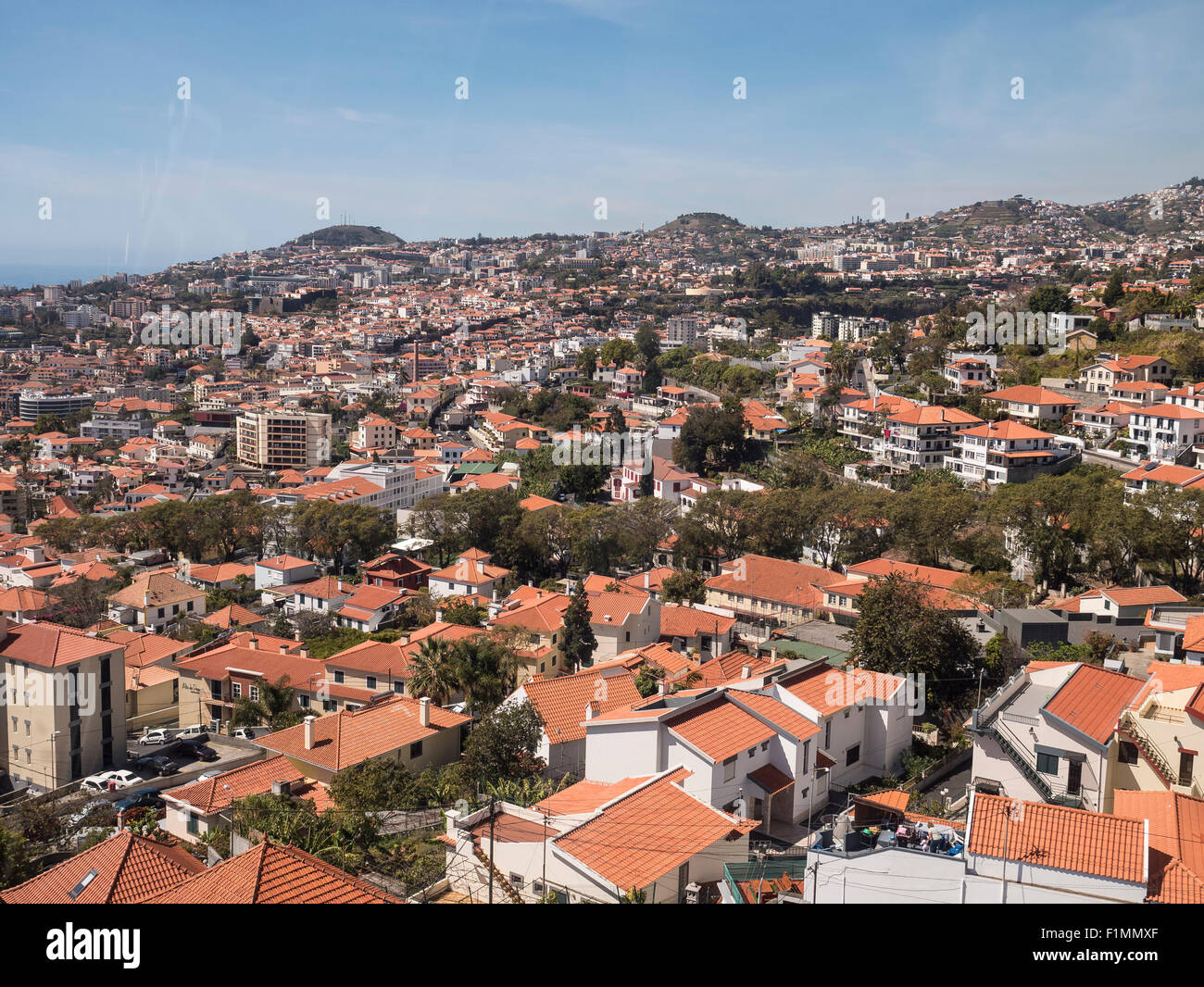 Vista da ovest la Funivia, Funchal, Madeira, Portogallo Foto Stock