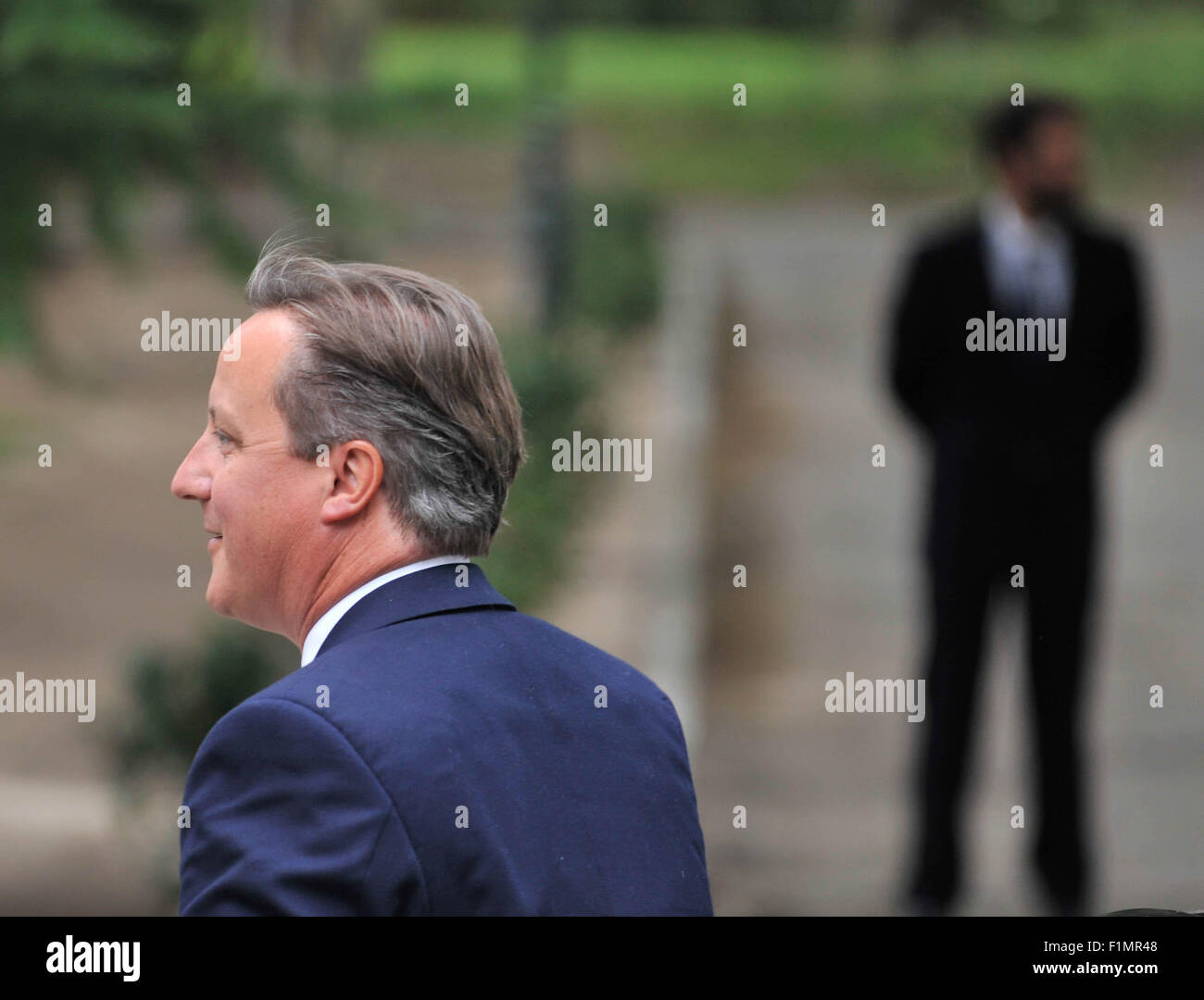 Madrid, Spagna. 4 Sep, 2015. Primo Ministro britannico David Cameron arriva a Madrid, Spagna, sul Sett. 4, 2015. Credito: Xie Haining/Xinhua/Alamy Live News Foto Stock