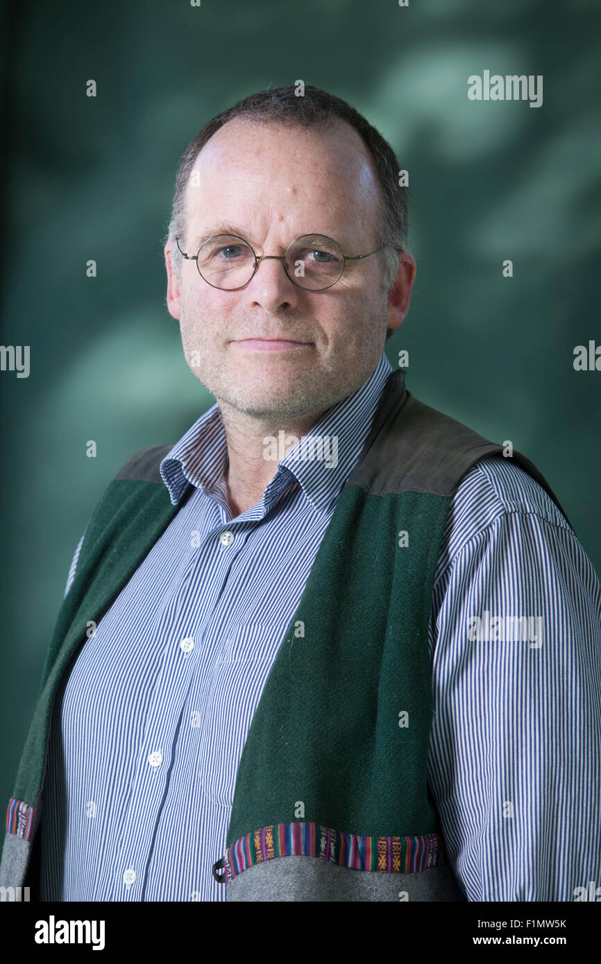 Andy Wightman, lo scrittore e ricercatore, all'Edinburgh International Book Festival 2015. Edimburgo, Scozia. Foto Stock