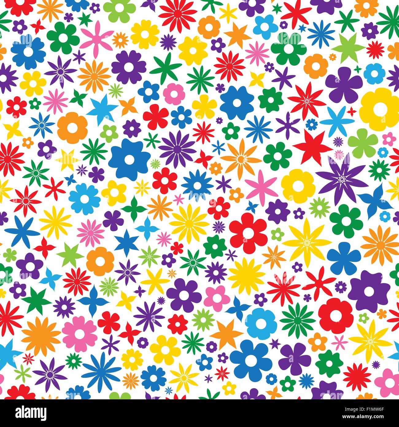 Seamless ripetendo fiori colorati in Tile Illustrazione Vettoriale