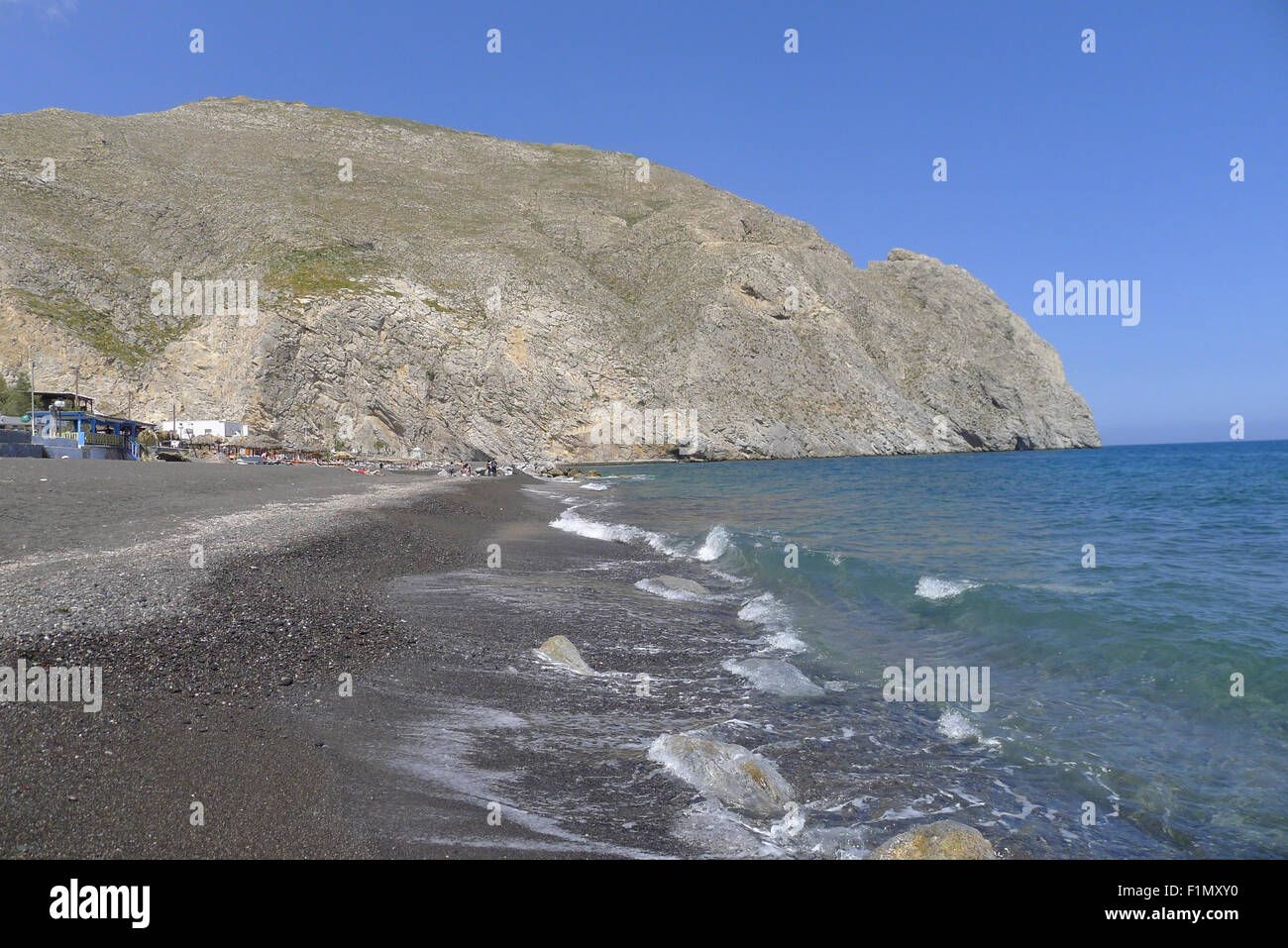 Spiaggia di eso Gialos, Santorini Foto Stock
