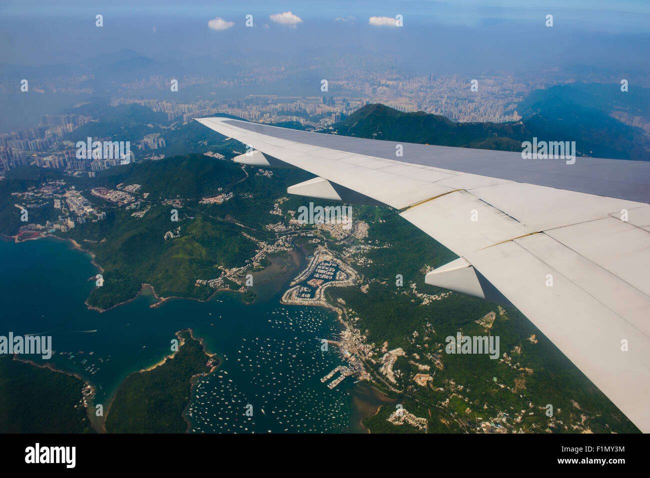 Volo aereo su hong kong Foto Stock