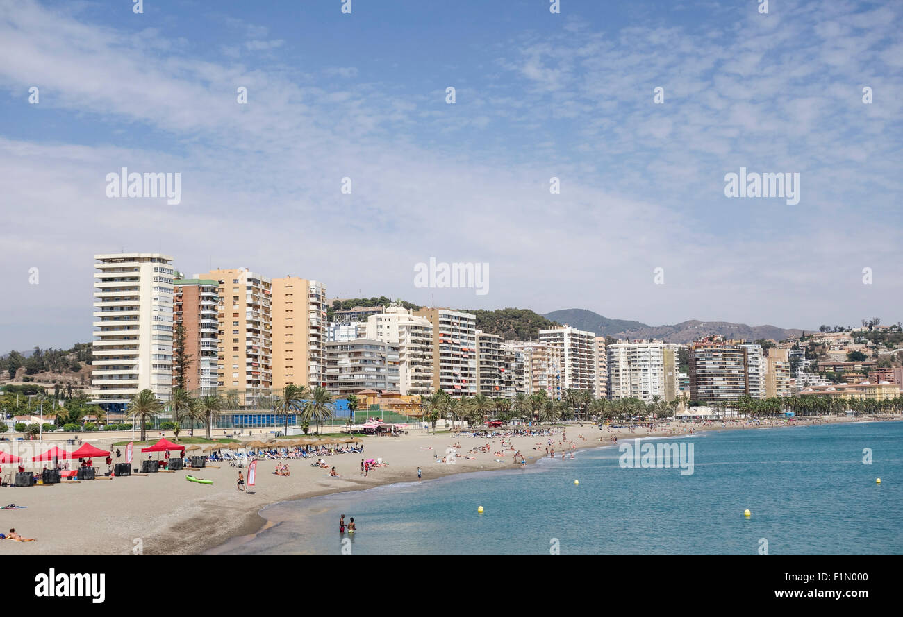 La Malagueta beach, Malaga, Andalusia, Spagna Foto Stock
