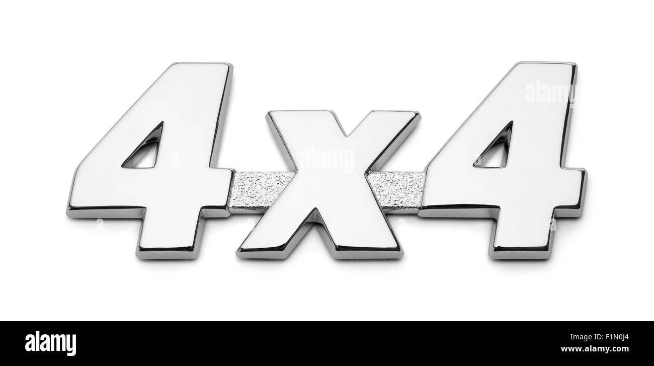 4 X 4 Logo Carrello segno isolato sul retro bianco sullo sfondo. Foto Stock