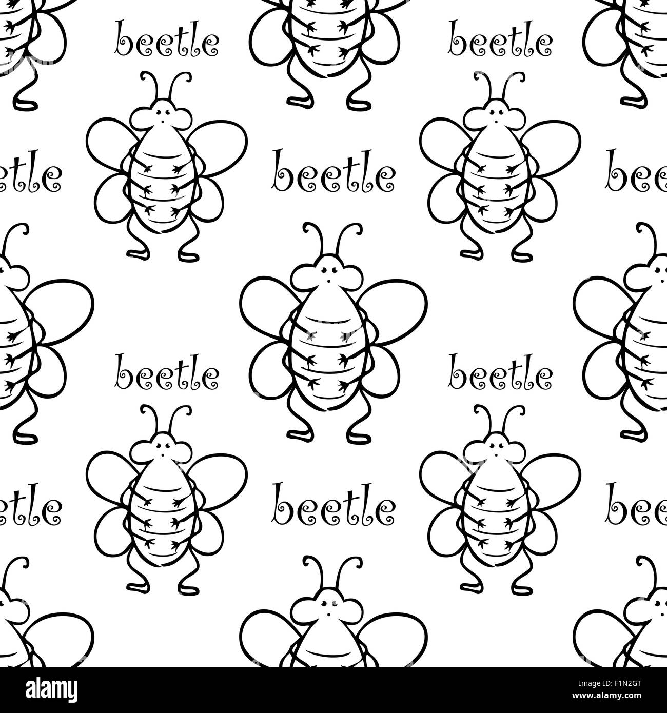 Modello senza cuciture con scarabeo Illustrazione Vettoriale