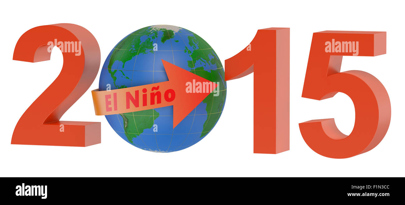 El Nino 2015 concetto isolato su sfondo bianco Foto Stock