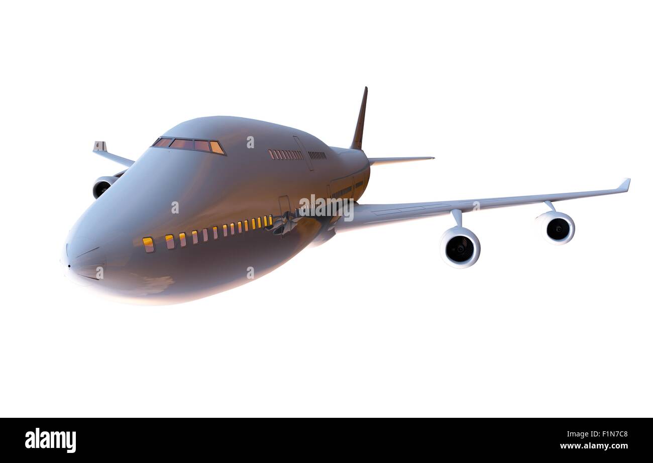 Jet aereo isolato su bianco. Jet Aricraft 3D Render illustrazione. Foto Stock