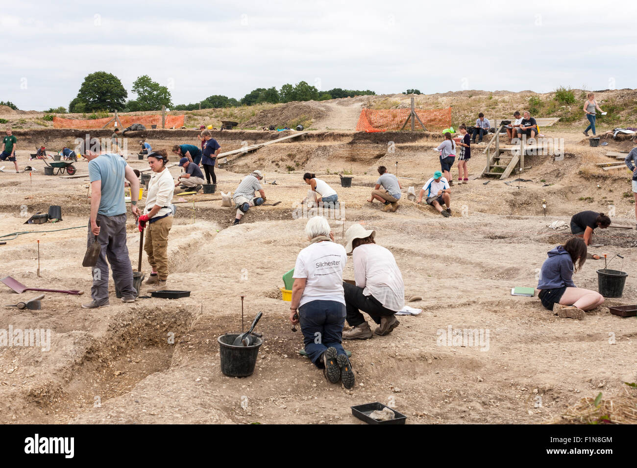 Città romana progetto LIFE: uno scavo archeologico al sito Silchester, Berkshire, Inghilterra, GB, UK. Foto Stock