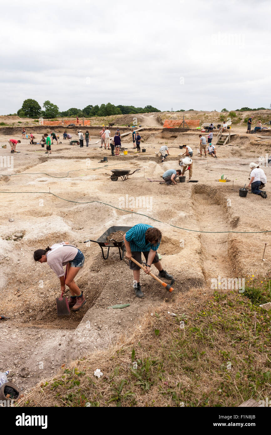 Città romana progetto LIFE: uno scavo archeologico al sito Silchester, Berkshire, Inghilterra, GB, UK. Foto Stock