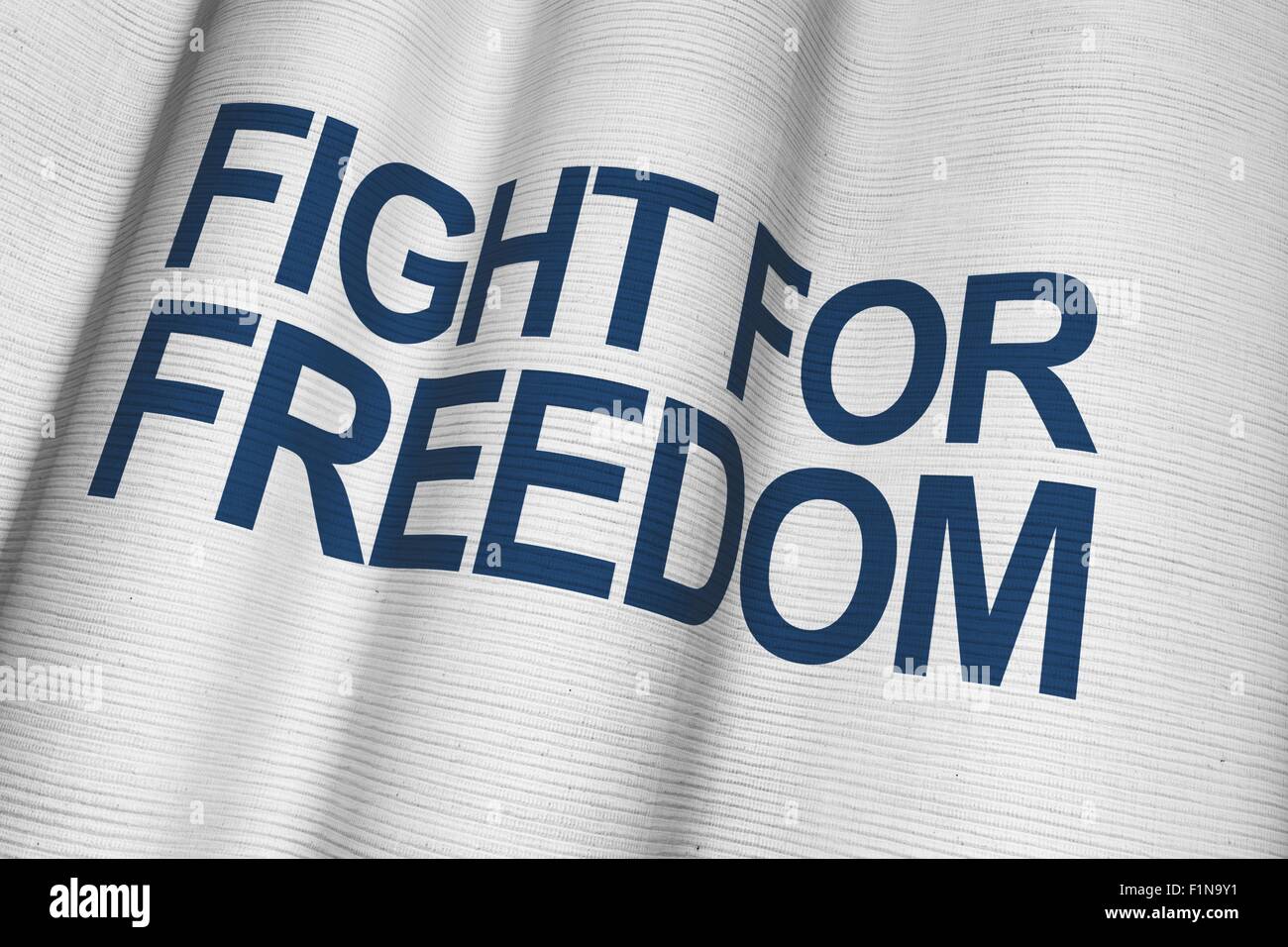 La lotta per la libertà tela bianca con Bandiera Blu Scuro scritte. Foto Stock
