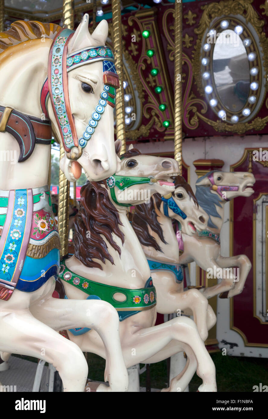 Giostra cavalli su una merry-go-round alla fiera,2015 Foto Stock