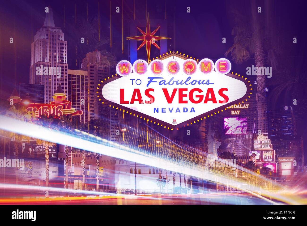 Las Vegas luci in movimento. Divertimento senza fine di Las Vegas. Las Vegas, Nevada, U.S.A. Foto Stock