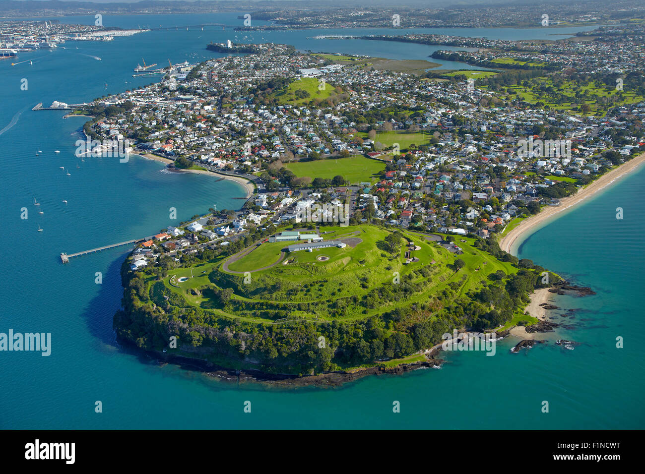 Testa del nord, Devonport, Auckland, Isola del nord, Nuova Zelanda - aerial Foto Stock
