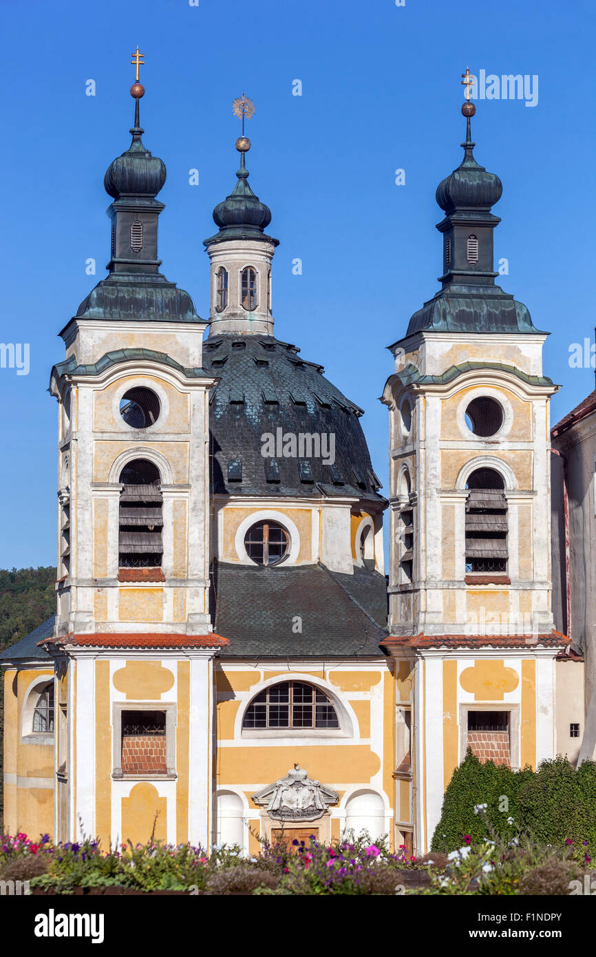 Cappella barocca della Santissima Trinità, il castello di Vranov Nad Dyji, Znojmo, regione Moravia del Sud, Repubblica Ceca, Europa Foto Stock