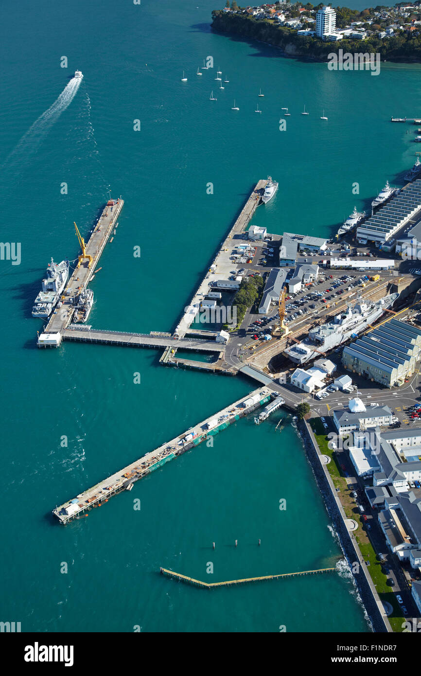Devonport Base Navale, Auckland, Isola del nord, Nuova Zelanda - aerial Foto Stock