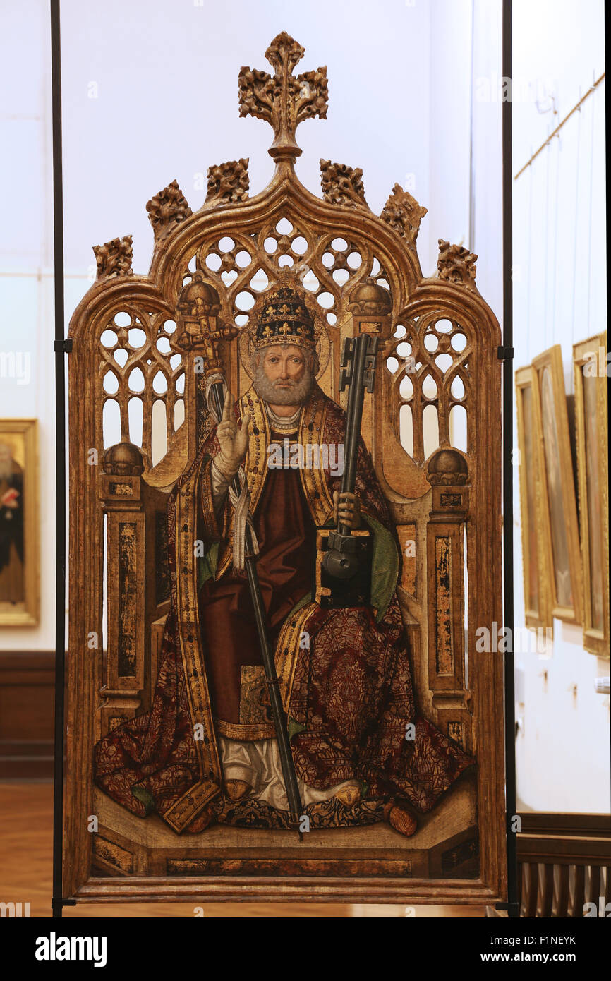 Ignoto pittore spagnolo: San Pietro sul trono, vecchia raccolta Masters, Croato Accademia delle Scienze a Zagabria in Croazia Foto Stock