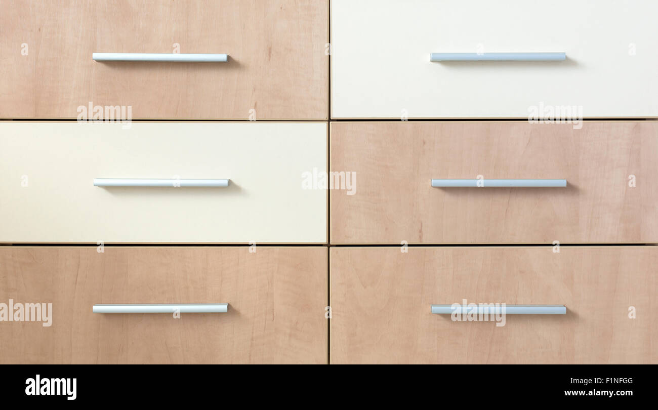 Cabinet ritagliata con sei cassetti simmetrica Foto Stock