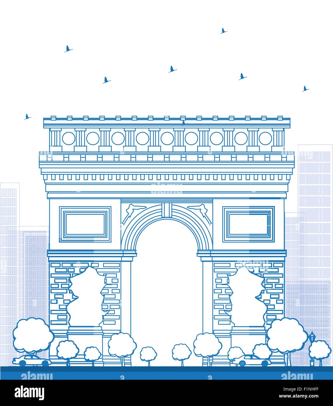 Profilo Arco di Trionfo. Francia Paris. Illustrazione Vettoriale Illustrazione Vettoriale