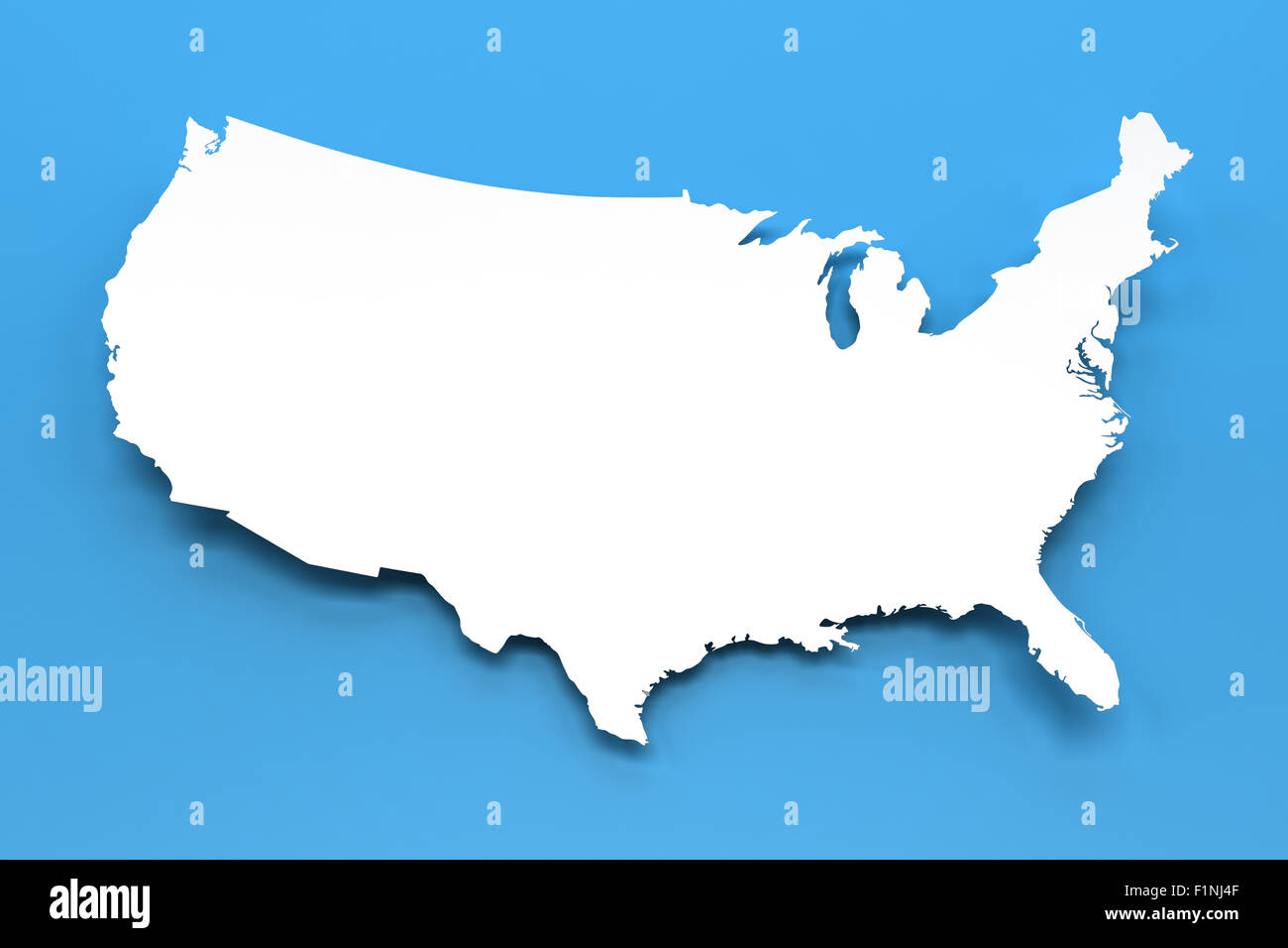 Mappa su carta di STATI UNITI D'AMERICA Foto Stock