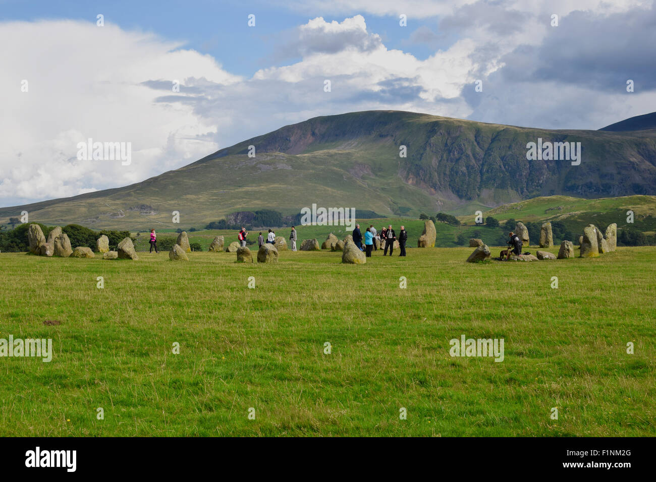 Castlerigg Stone Circle, vicino a Threlkeld e Keswick nel distretto del lago, Cumbria, Inghilterra Foto Stock