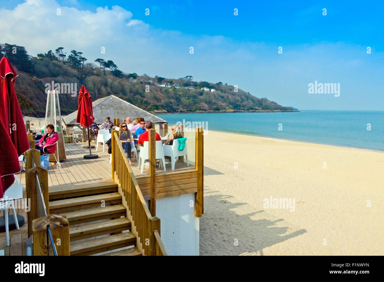 Il bar sulla spiaggia a Carbis Bay, Cornwall, Regno Unito Foto Stock