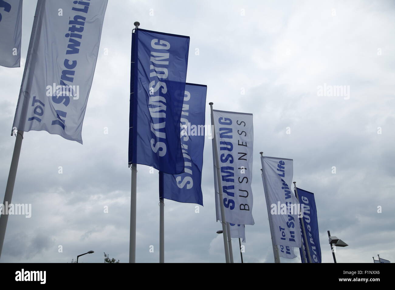 Berlino, Germania. Il 4 settembre, 2015. Bandiera della Samsung sul credito IFA: Stefan Papp/Alamy Live News Foto Stock