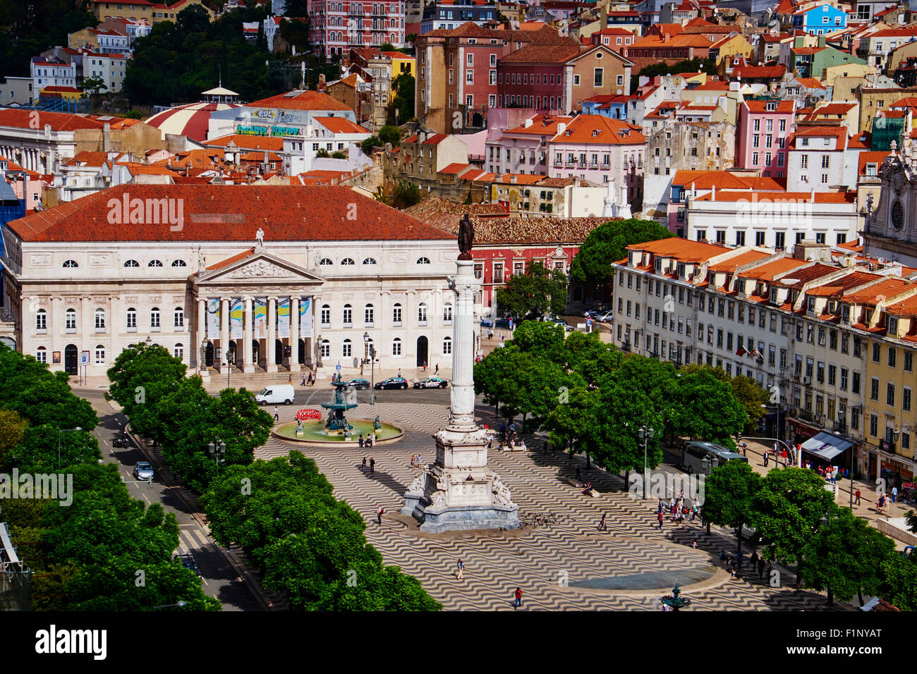 Il Portogallo, Lisbona, piazza Rossio o Dom Pedro IV square Foto Stock