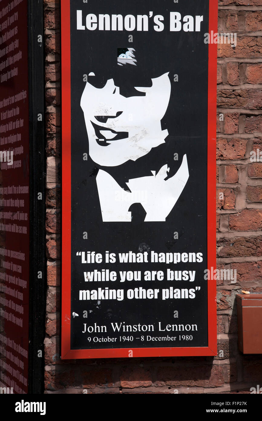 John Lennon Bar, Matthew Street, Liverpool, England, Regno Unito Foto Stock