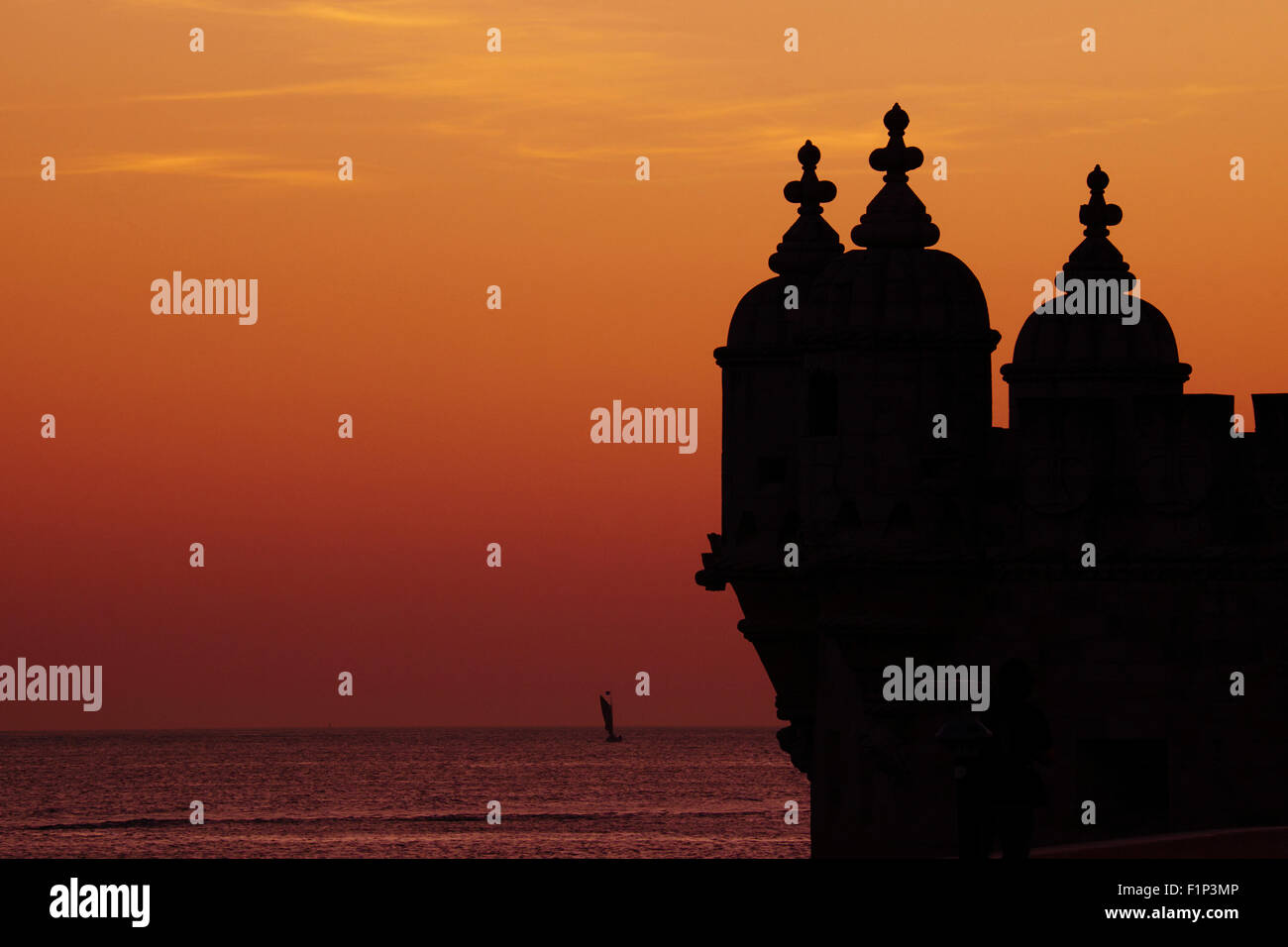 Il Portogallo, Lisbona, la Torre di Belem, architetto Francisco de Arruda, 1515-1521 (Patrimonio Mondiale UNESCO, 1983), il quartiere di Belem, Lisb Foto Stock