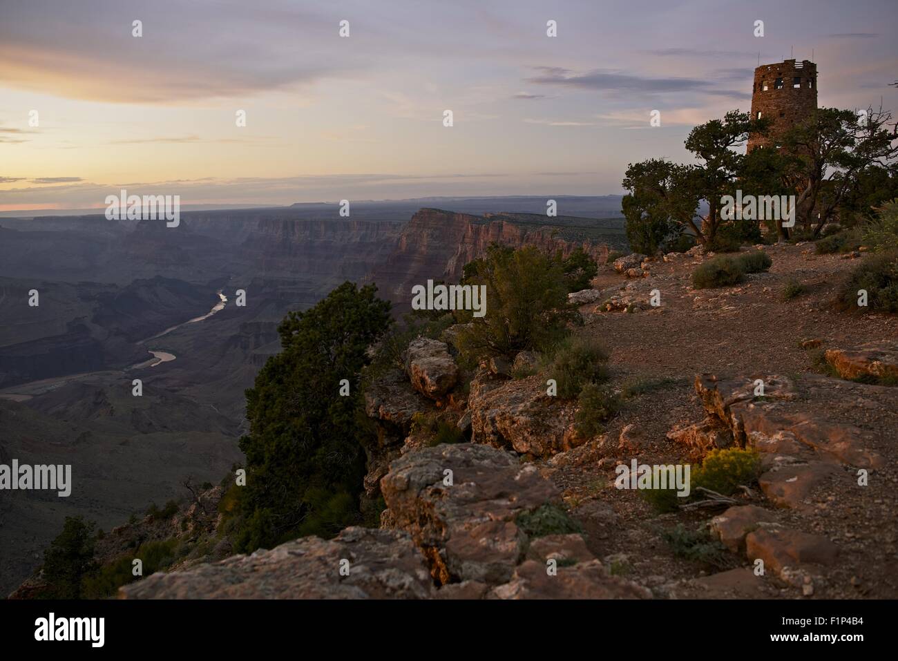 Guardando la Torre nel Grand Canyon, Arizona USA. Vista del deserto. Arizona Raccolta foto. Foto Stock