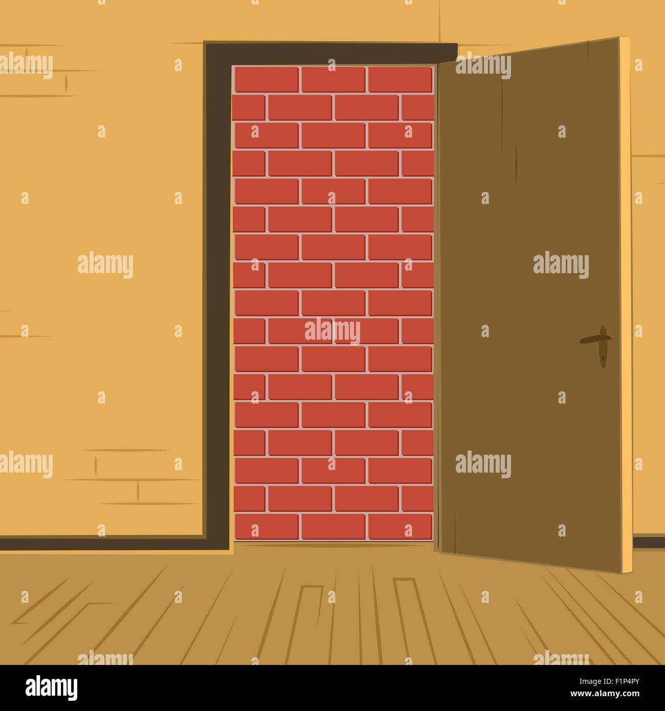 Aprire lo sportello ma rovinato bloccata nessuna uscita illustrazione vettoriale Illustrazione Vettoriale