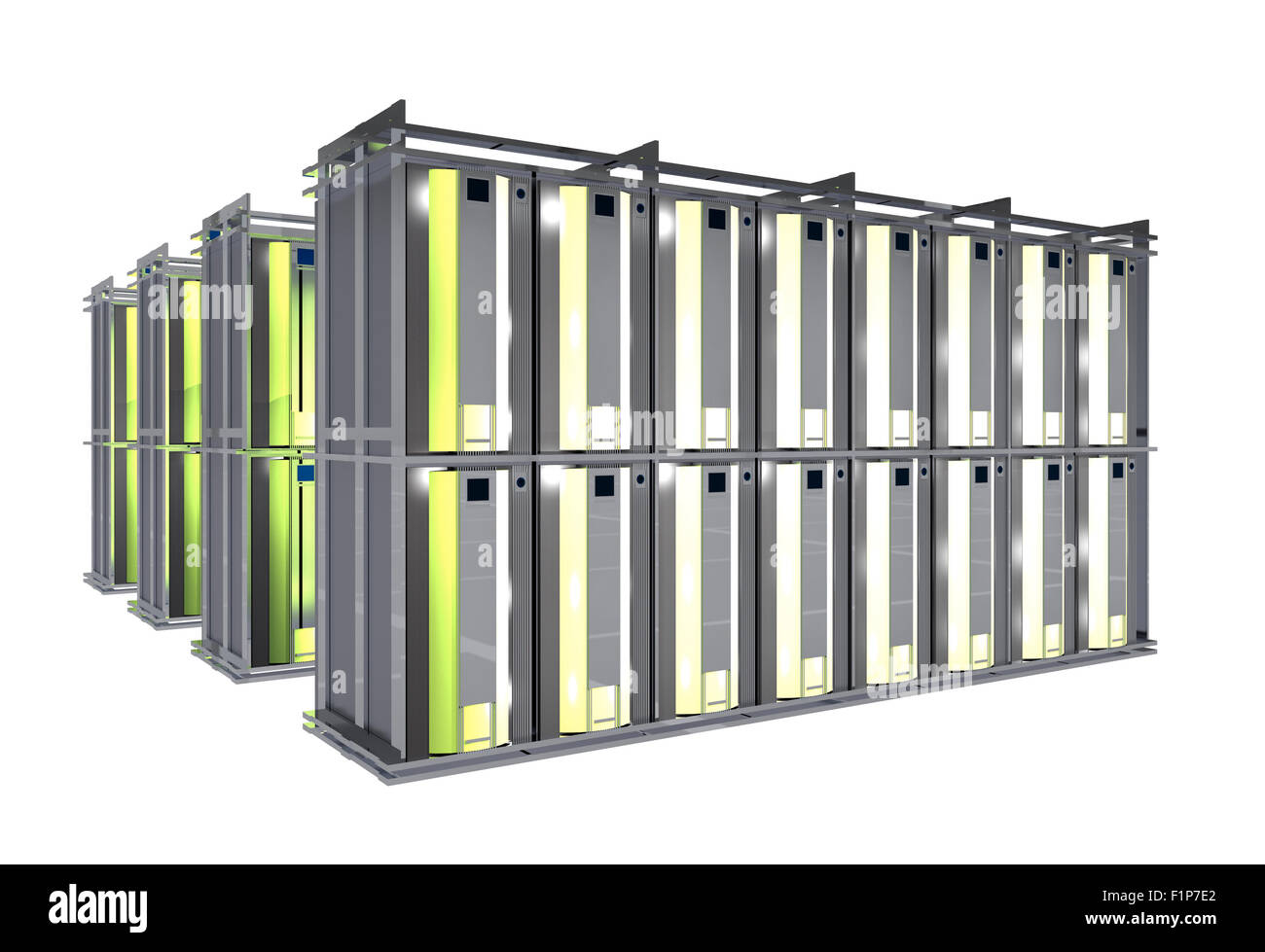 Camera Hosting - Rack server isolati su bianco. Foto Stock