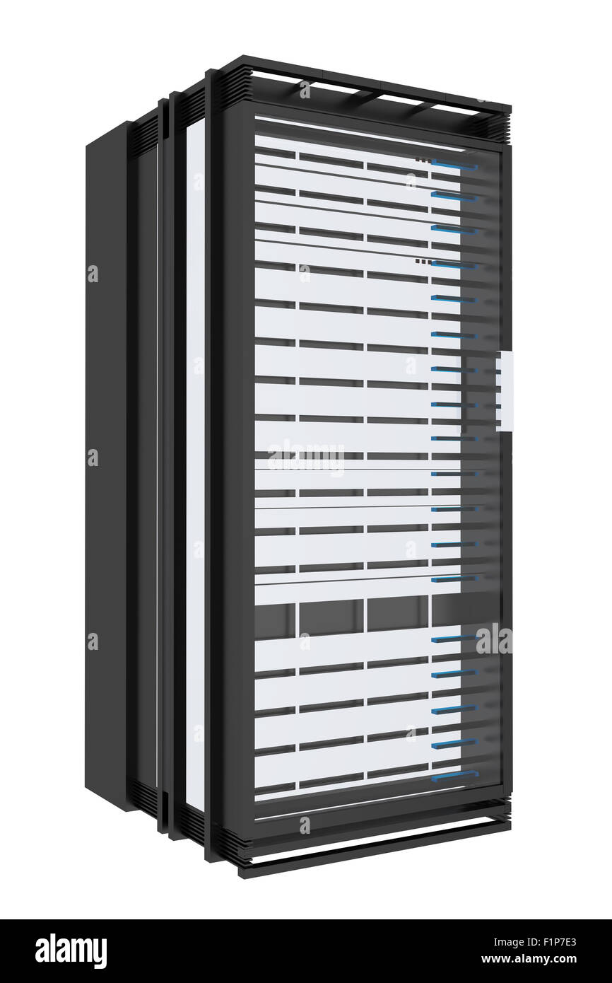 Server tower Rack isolato su bianco. Foto Stock