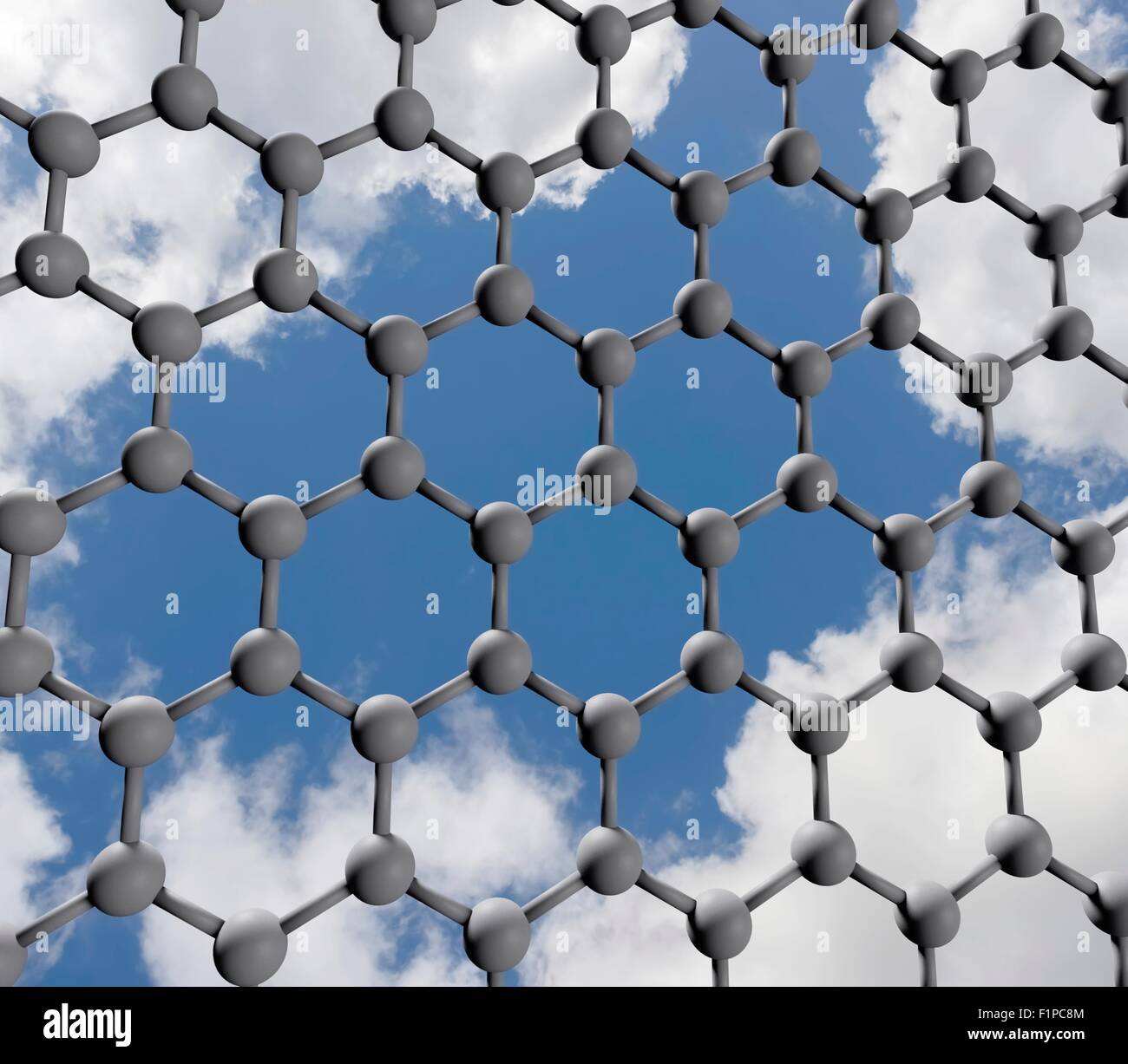 Grafene è un allotropo del carbonio in cui gli atomi di carbonio sono disposti in un monostrato e legato in modo covalente formando una sezione esagonale Foto Stock