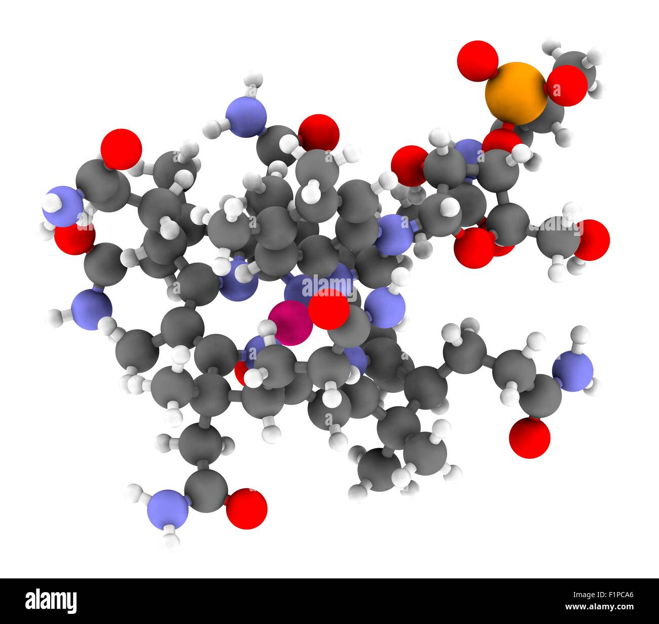 Idrossicobalamina vitamina B12 molecola spesso dato terapeuticamente in caso di carenza di B12 ma anche per il trattamento di avvelenamento da cianuro Foto Stock