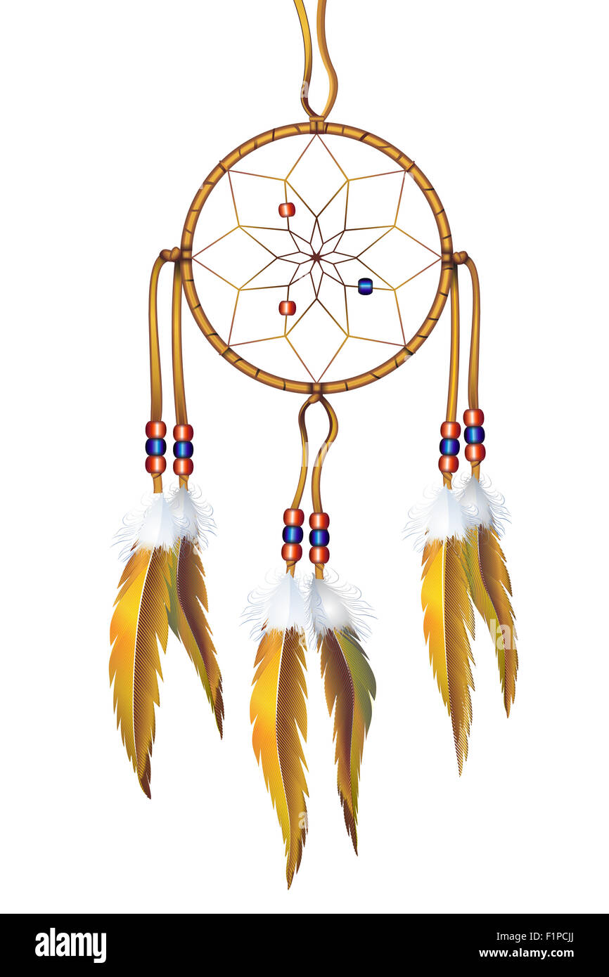 Native American Dreamcatcher isolato Foto Stock