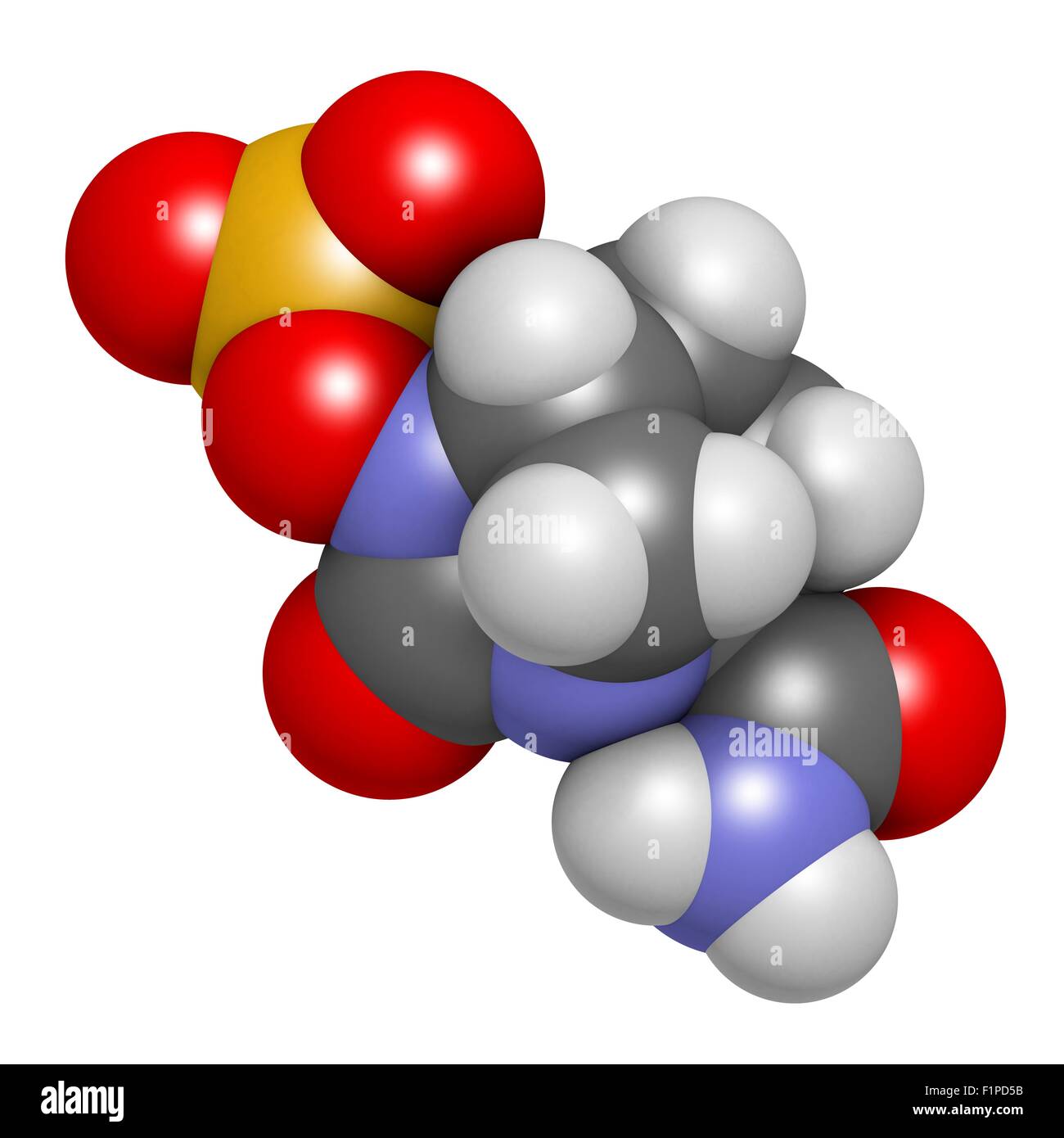 Avibactam molecola di farmaco beta-lattamasi inibitore somministrata in combinazione con antibiotici atomi sono rappresentati come sfere con Foto Stock