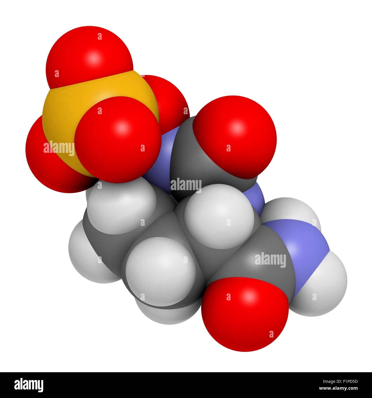 Avibactam molecola di farmaco beta-lattamasi inibitore somministrata in combinazione con antibiotici atomi sono rappresentati come sfere con Foto Stock