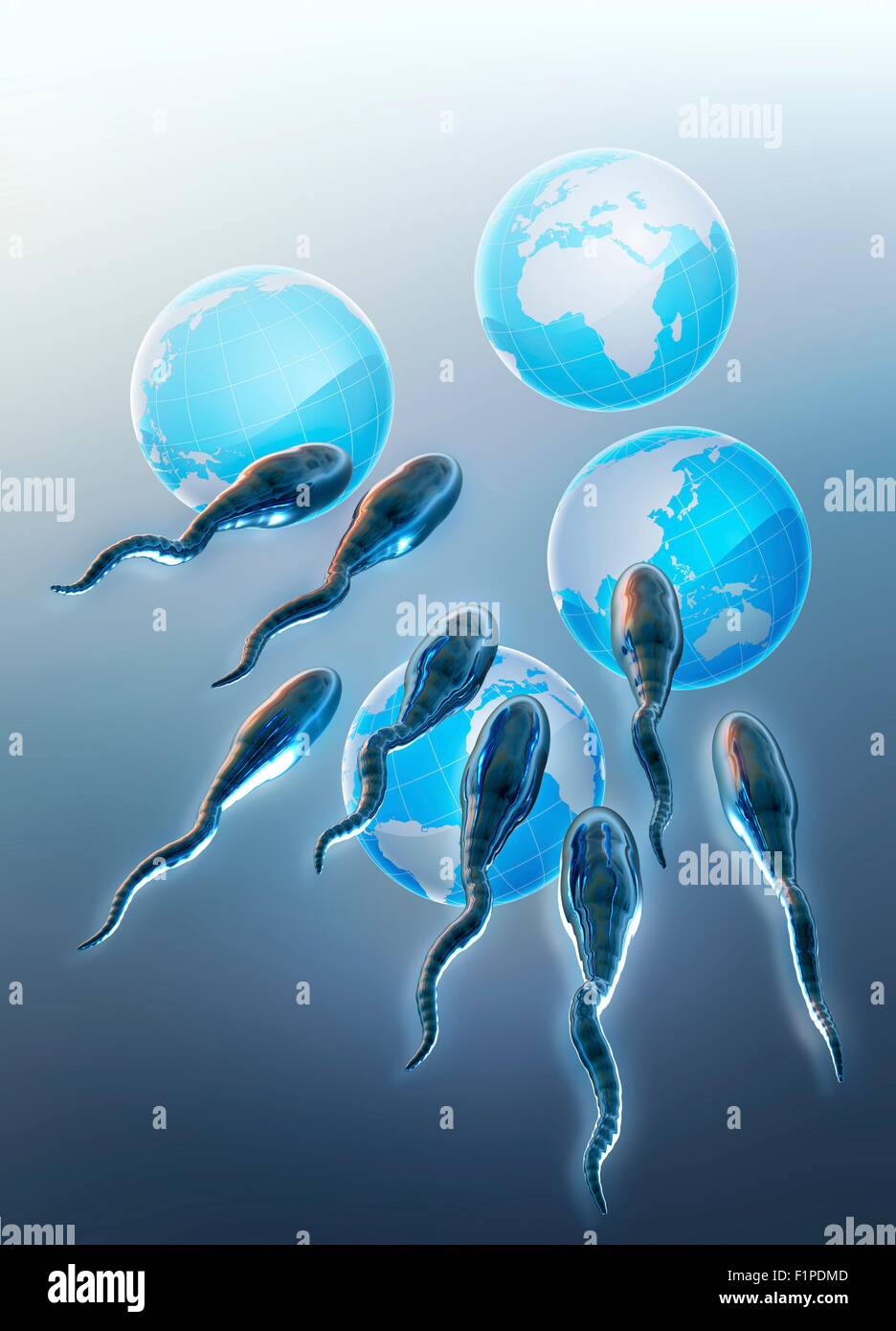 La riduzione dei maschi di conteggio degli spermatozoi, illustrazione concettuale. Foto Stock
