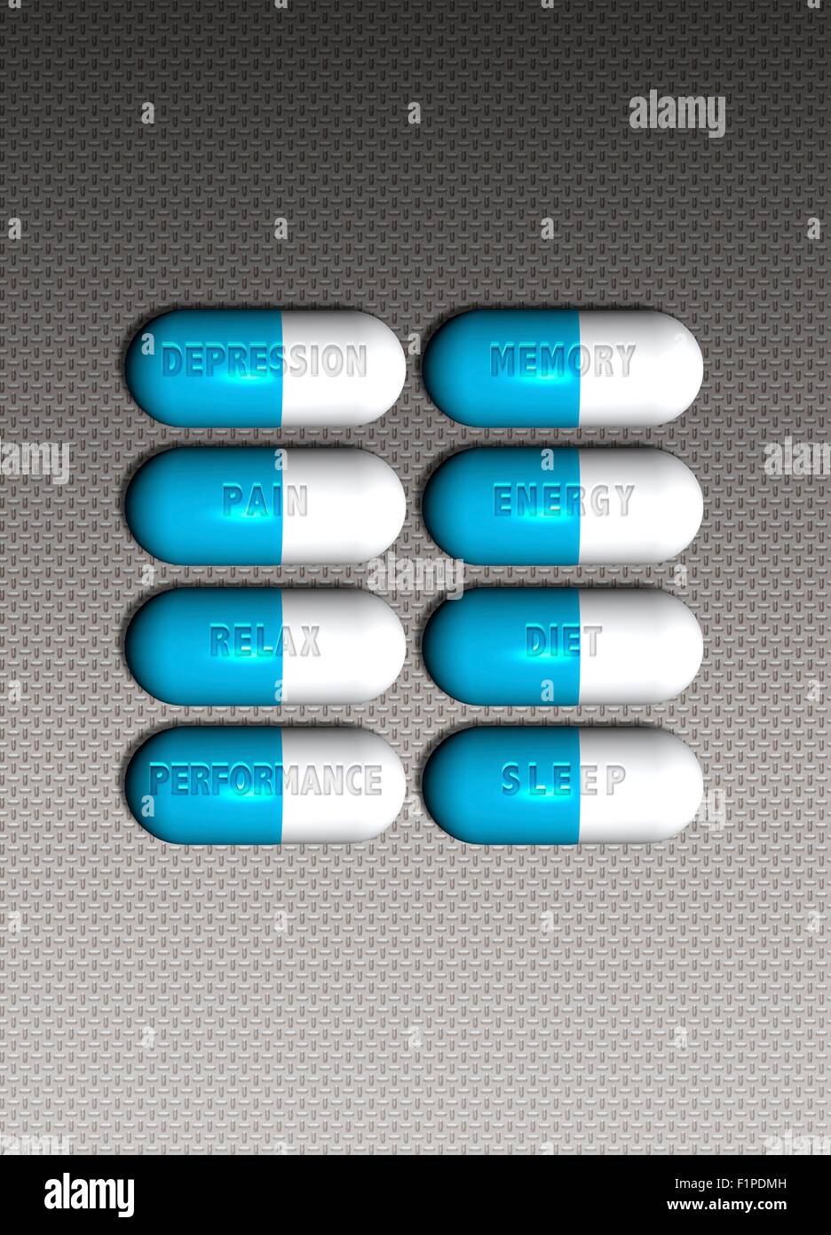 Pillole, illustrazione del computer. Foto Stock