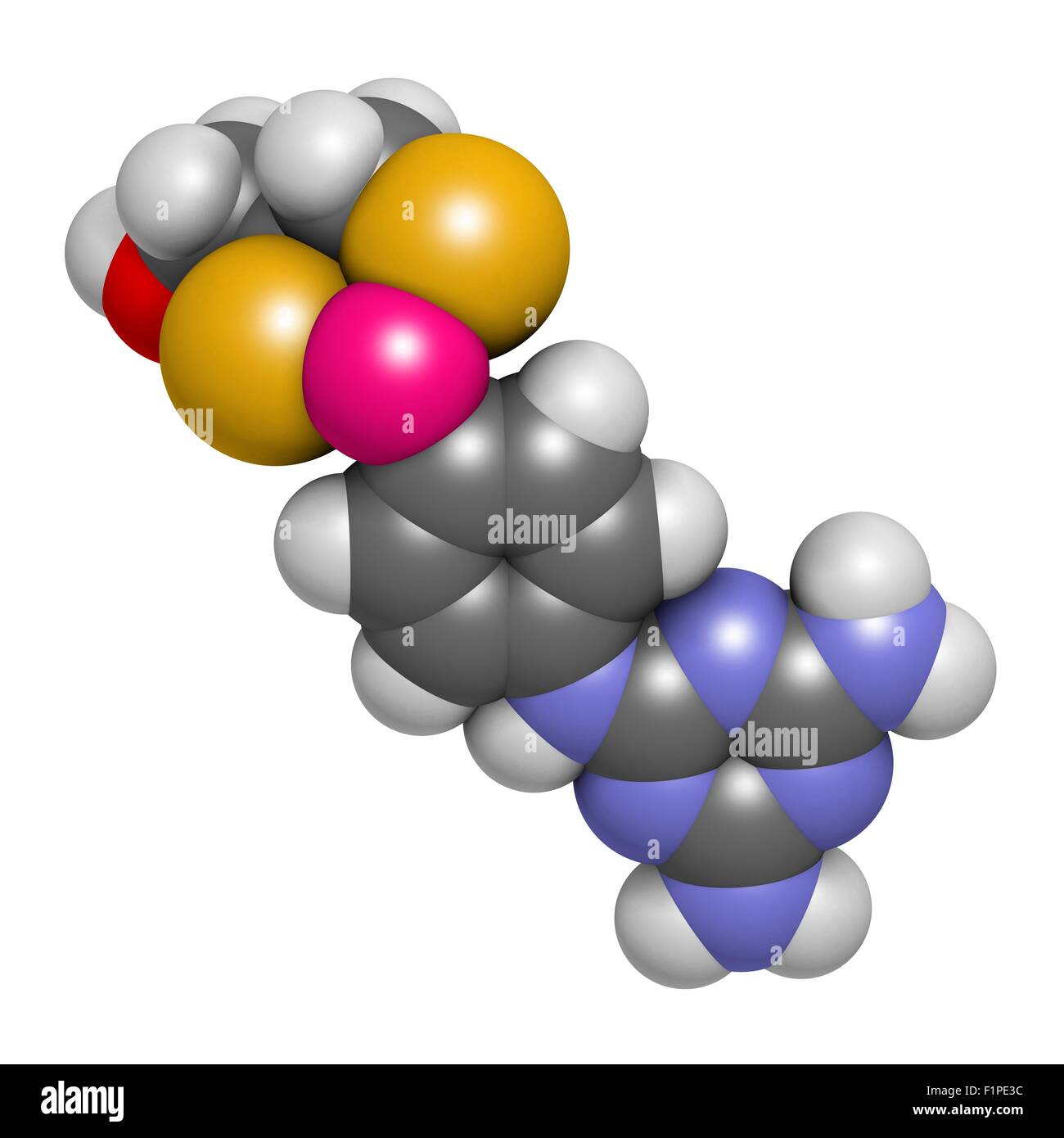 Melarsoprol tripanosomiasi molecola di farmaco atomi sono rappresentati come sfere con i tradizionali colori: idrogeno (bianco) Foto Stock