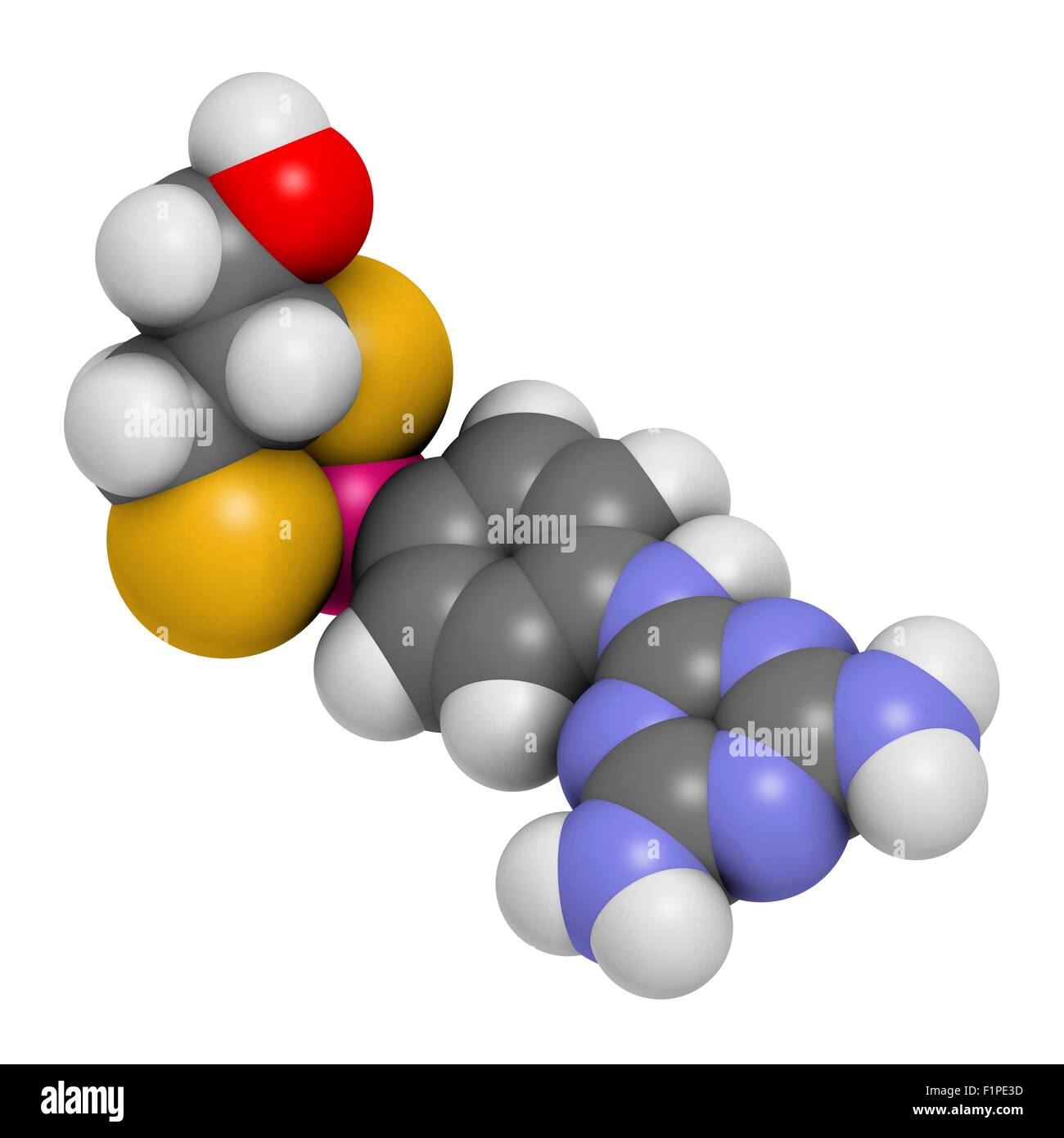 Melarsoprol tripanosomiasi molecola di farmaco atomi sono rappresentati come sfere con i tradizionali colori: idrogeno (bianco) Foto Stock