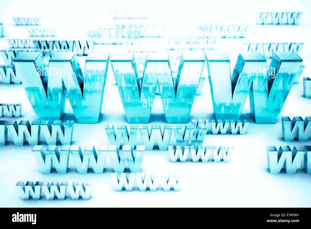 World Wide Web - 3D Render WWW. Ottimo per Internet correlati alla grafica. Baby Blue testo vetroso Foto Stock