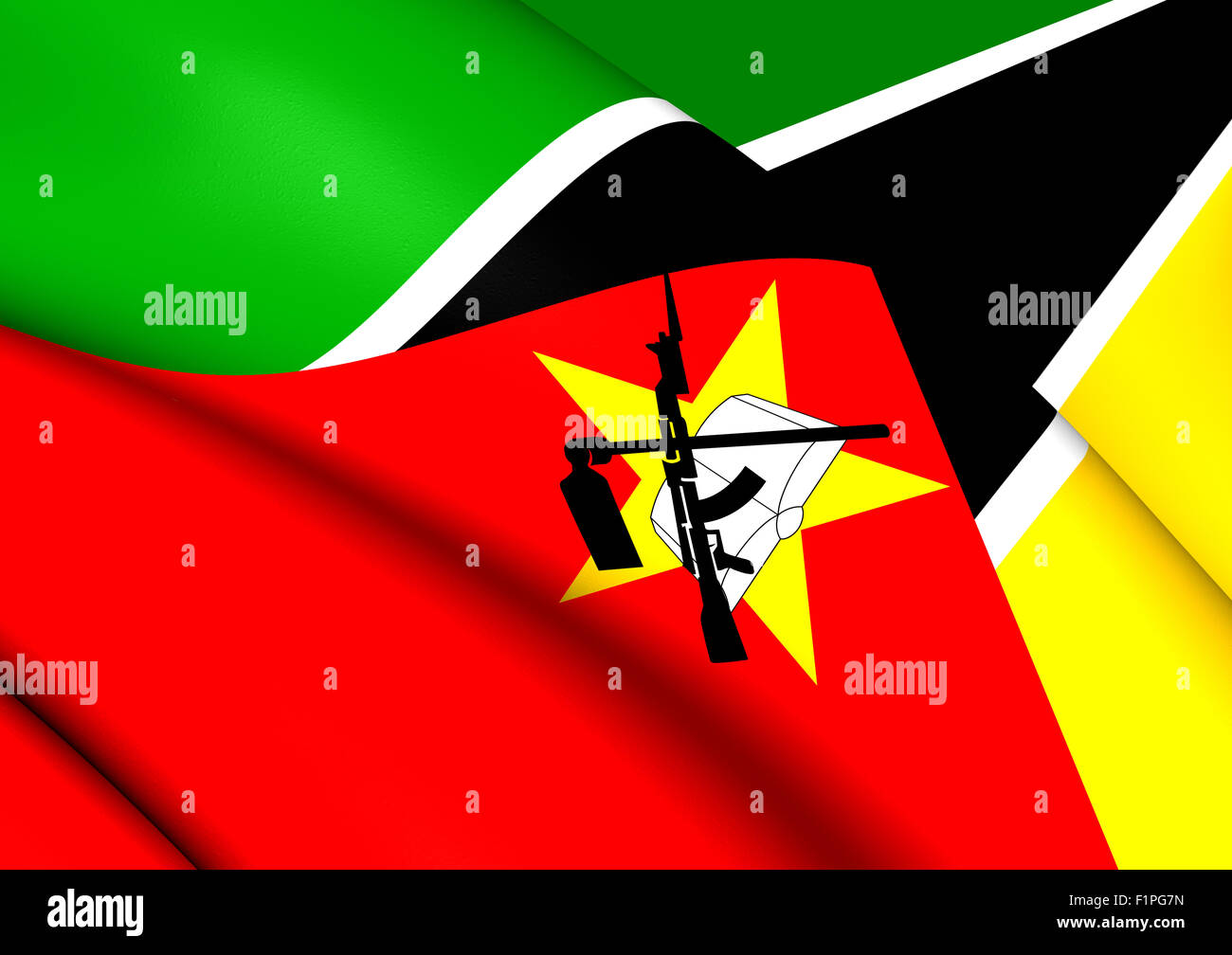 Bandiera del Mozambico. Close up. Foto Stock