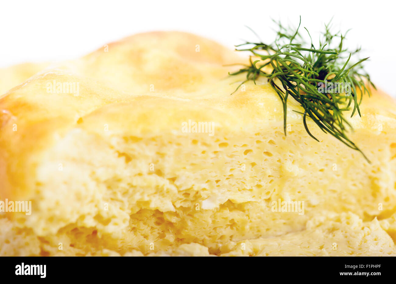 Omelette fresche tema vista macro Foto Stock