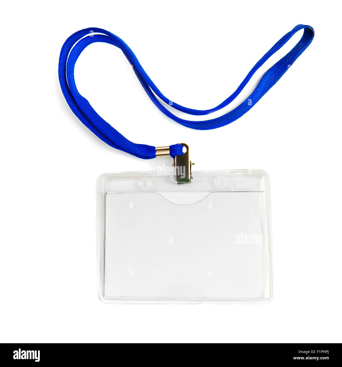 Nome scheda id badge con il cavo (cima) isolato Foto Stock