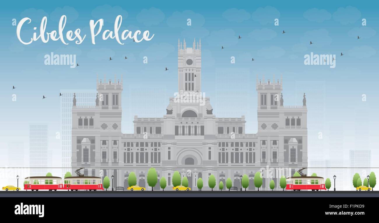 Cibeles Palacio de Cibeles), Madrid, Spagna. È stato a casa per il Museo Postale e Telegrafico fino al 2007. Illustra il vettore Illustrazione Vettoriale