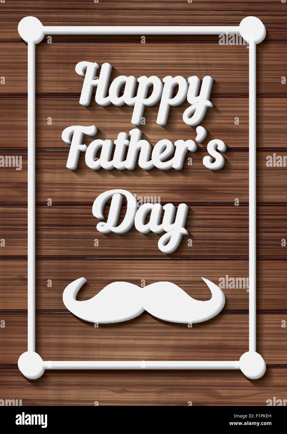 Felice Festa del papà sfondo tipografici con baffi sulla texture di legno. Illustrazione Vettoriale Illustrazione Vettoriale