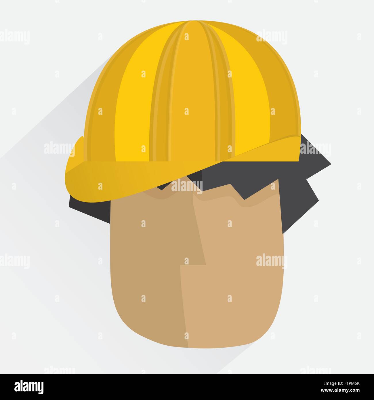Testa del lavoratore nel casco illustrazione vettoriale in stile appartamento con ombra Illustrazione Vettoriale