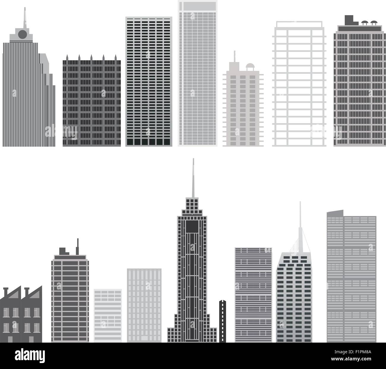 Set di grattacieli. Città isolati gli elementi di design. Illustrazione Vettoriale Illustrazione Vettoriale